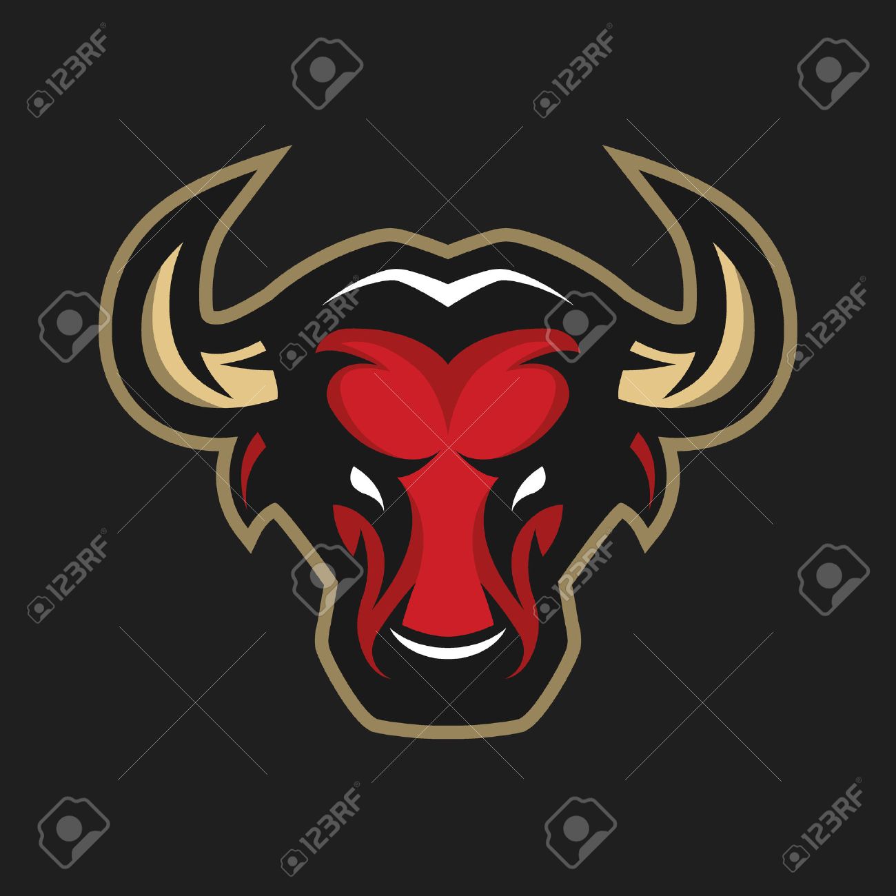 Angry Bull Logo Symbol On A Dark Background Royalty Cliparts