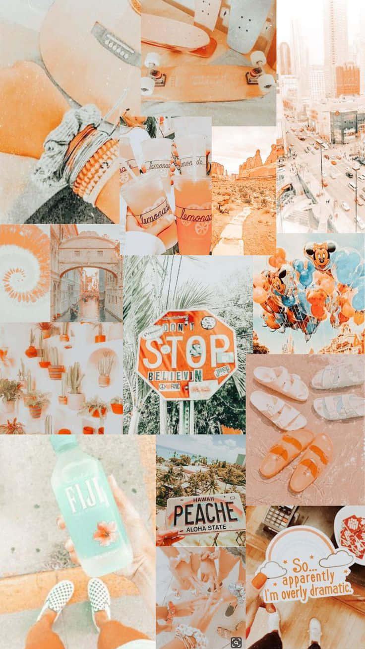 A Collage Of Pictures Orange And White Items