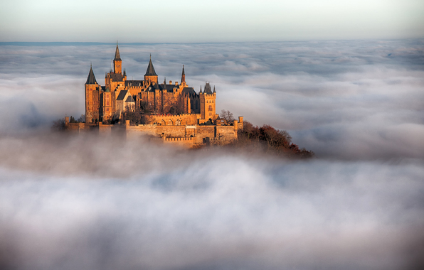 Wallpaper Germany Castle Hohenzollern Fog City Photo