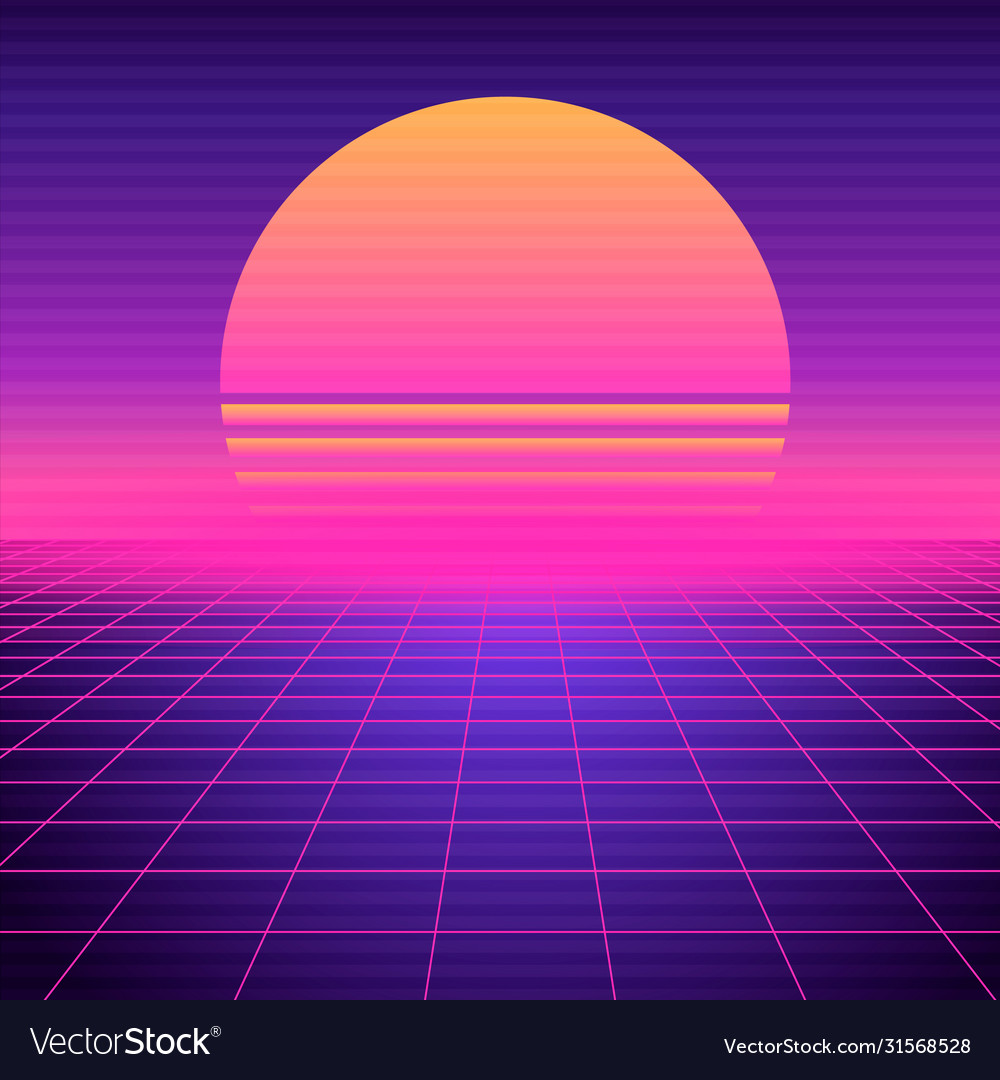 Retro Futuristic Background Vaporwave Neon Vector Image
