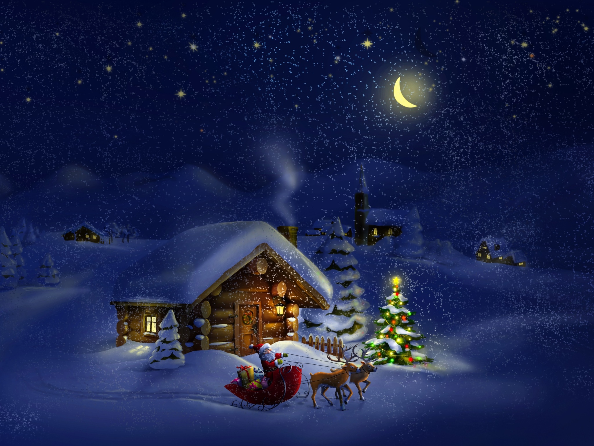 Christmas night with Santa 4K Ultra HD wallpaper 4k WallpaperNet