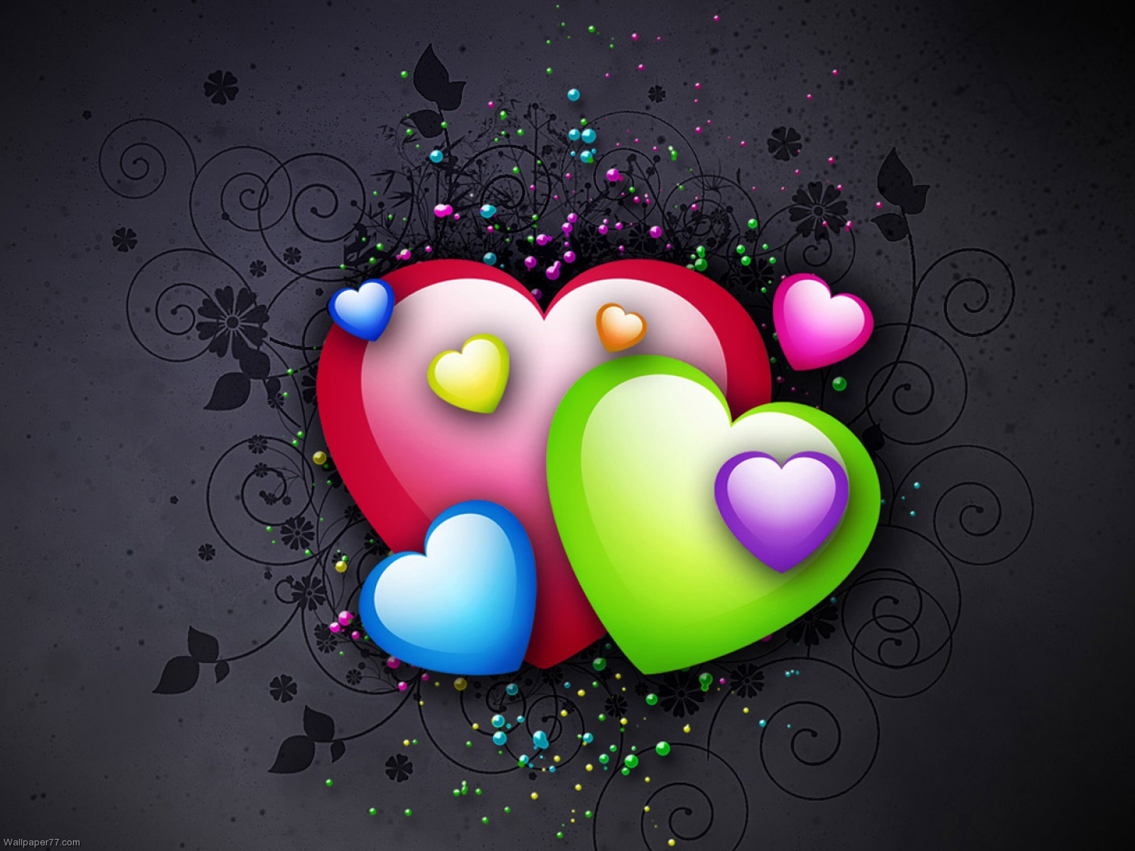 Hearts Colorful Pixels Wallpaper Tagged