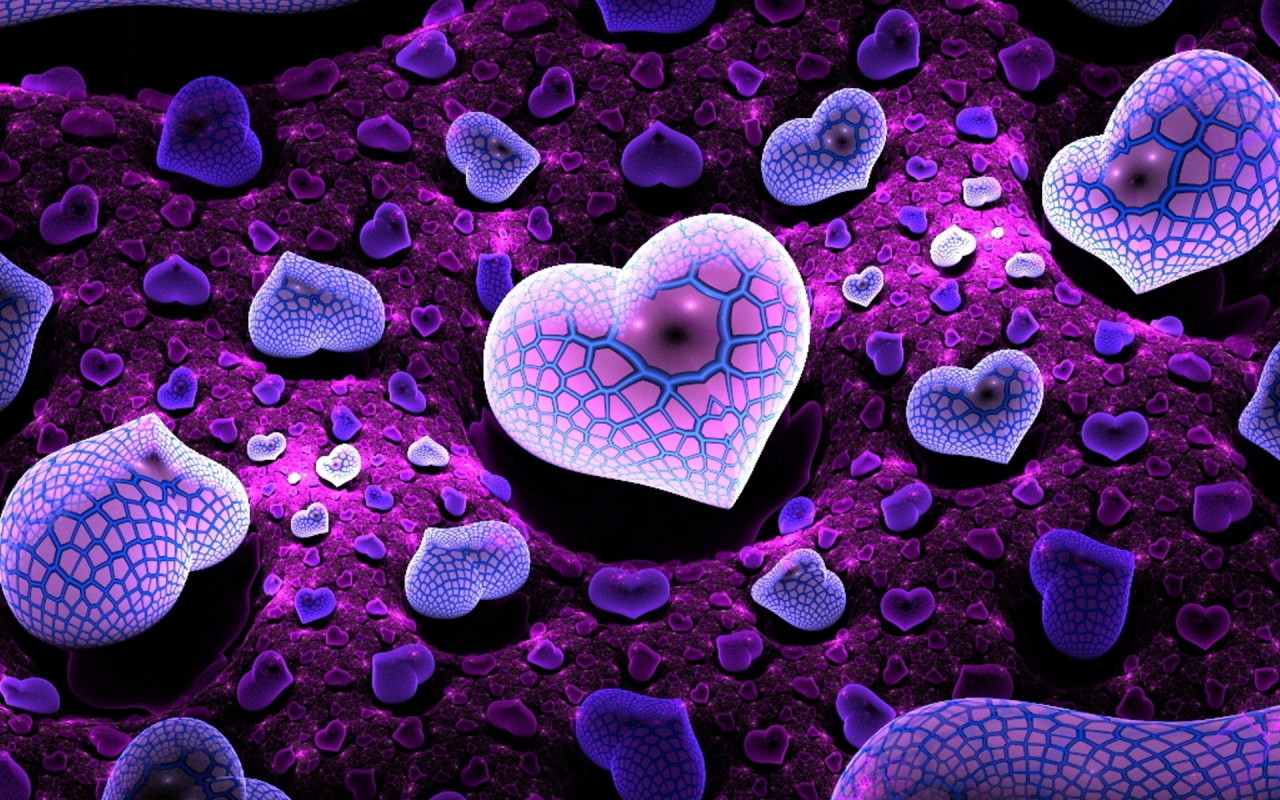 3d Purple Love Wallpaper