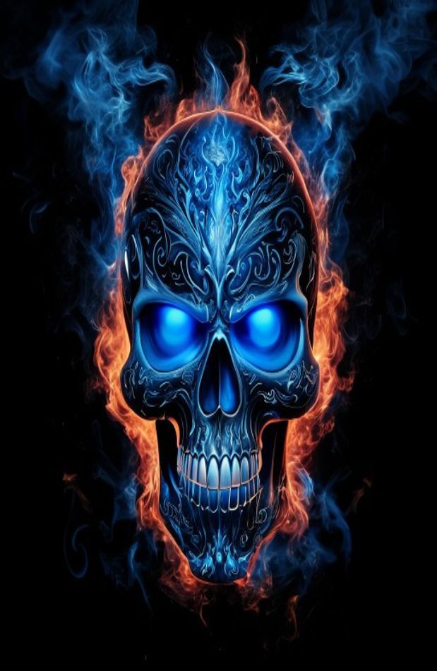Blue Fire Skull Wallpaper