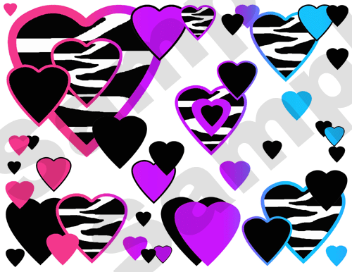 purple zebra hearts