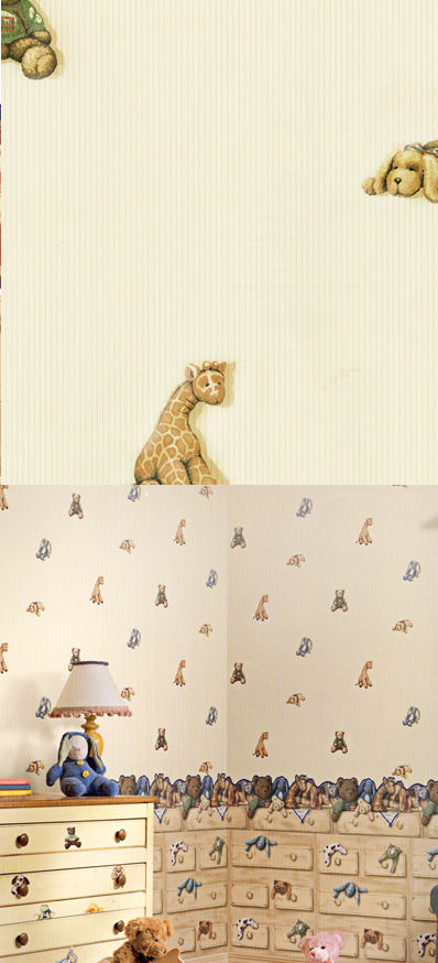 Cuddle Buddies Stripe Wallpaper   Wall Sticker Outlet
