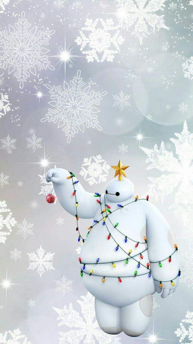 Baymax In Christmas Lights Disney Phone Wallpaper