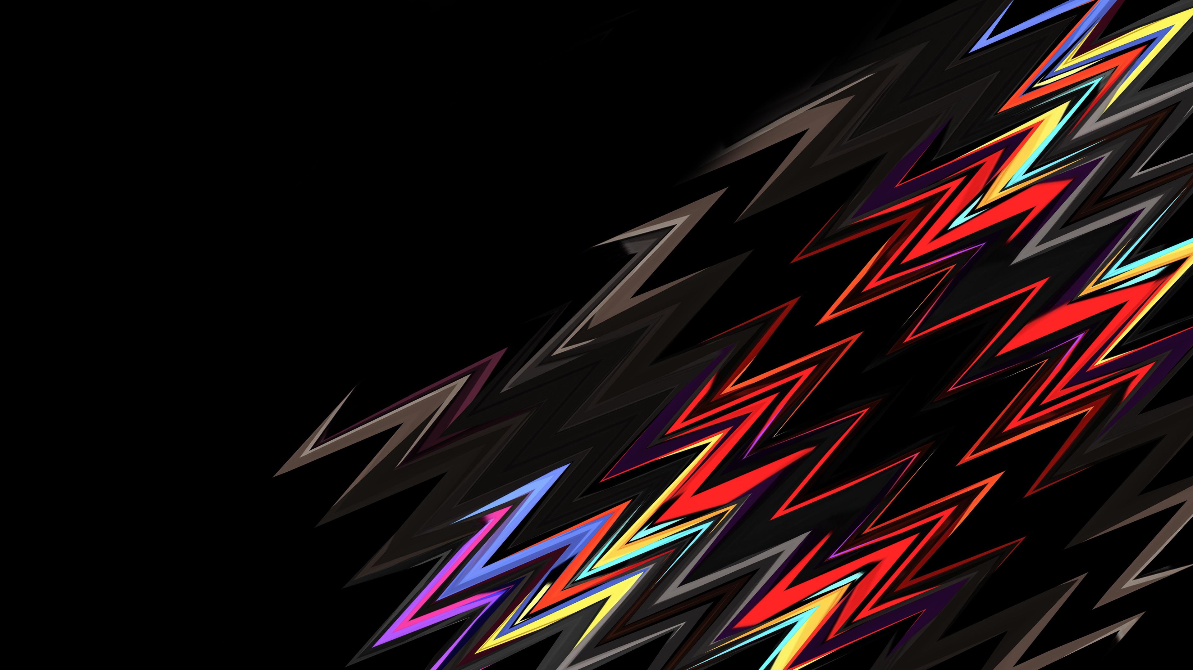 Lightning Shapes Dark Abstract 4k Wallpaper HD
