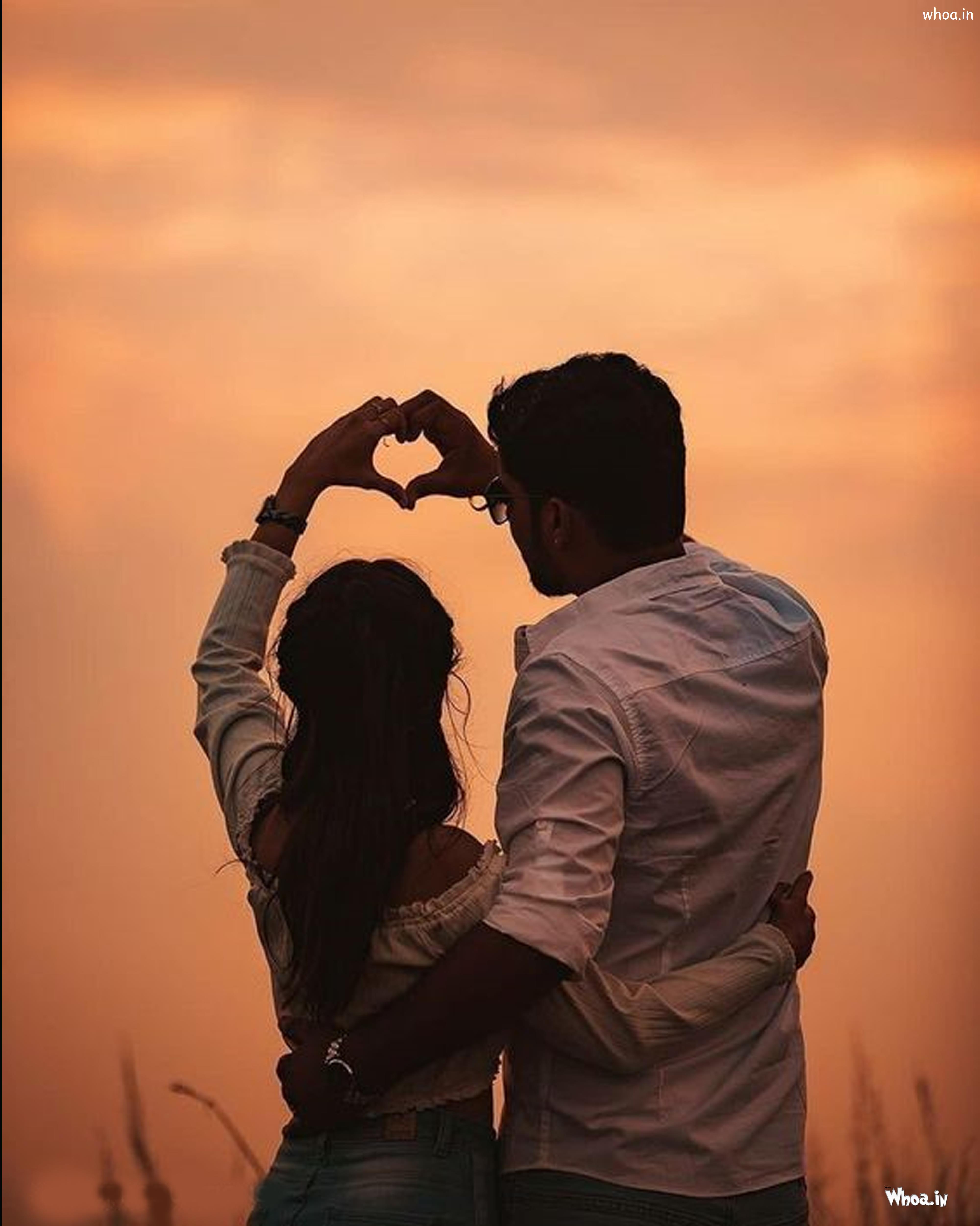 Photoshoot Love Heart Created By Young Couple Hand Hd Image