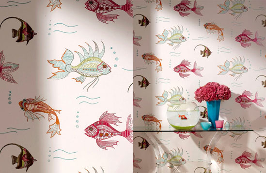Nina Campbell Perroquet Aquarium White Ncw3833 Wallpaper