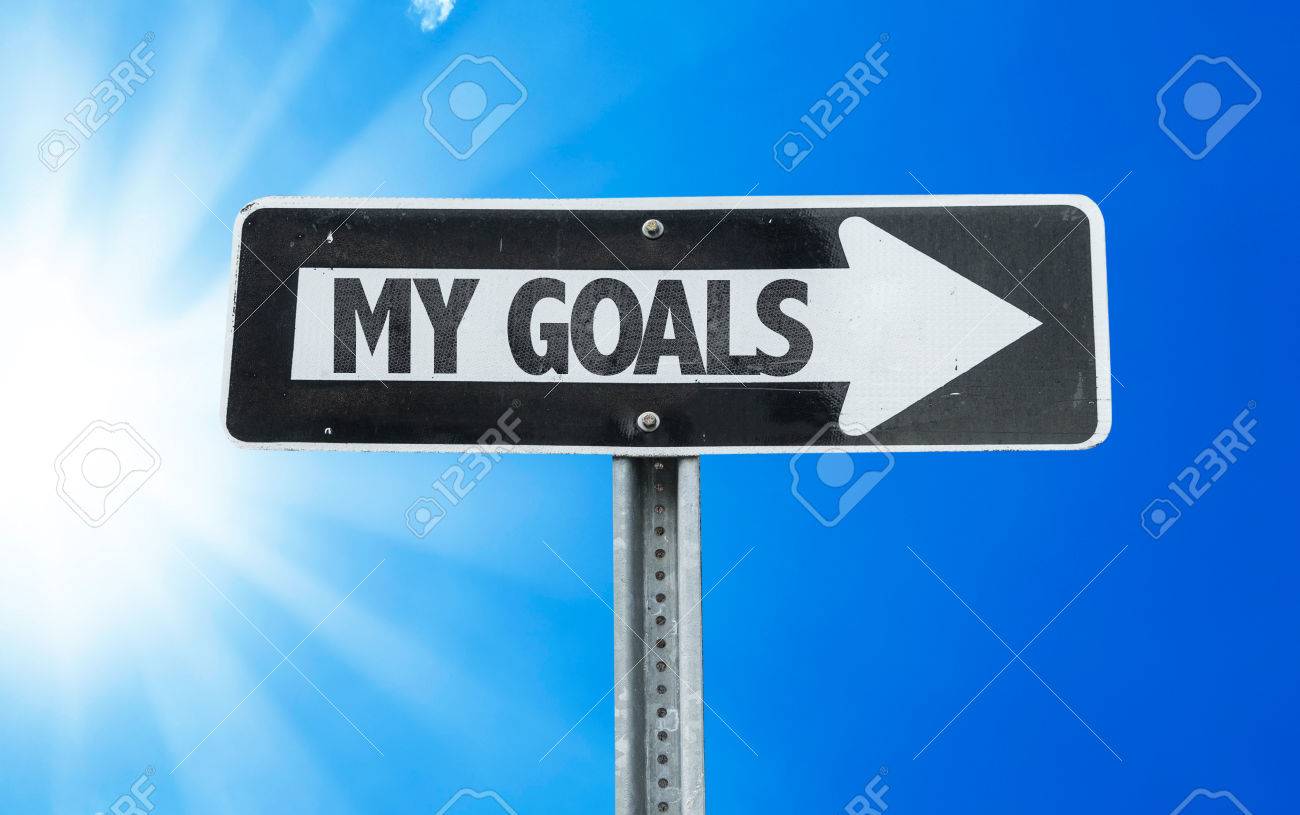 My Goals Sign With Arrow On Sunny Background Stock Photo Picture
