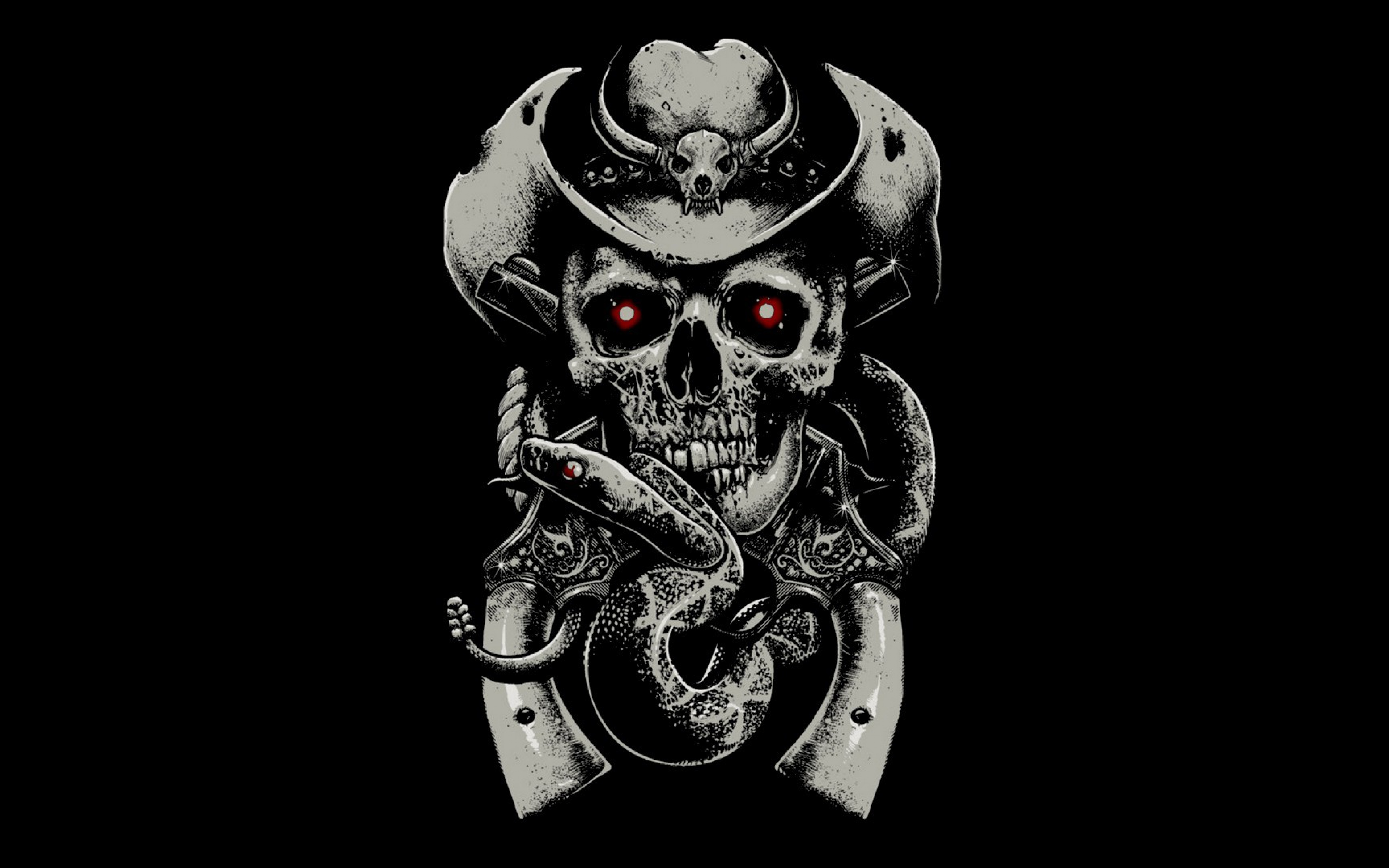 Wallpaper Skull Fear Hat Guns Snake