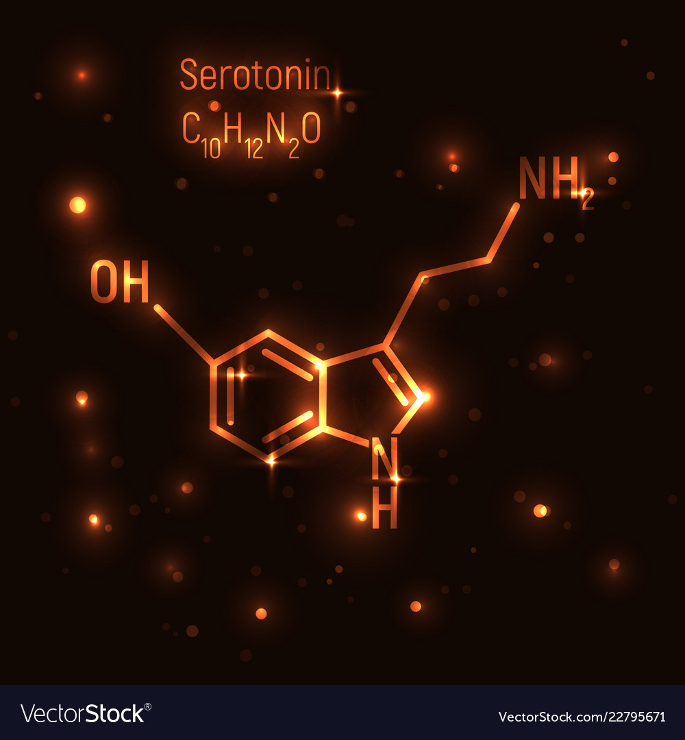 Gold Serotonin Molecule Royalty Vector Image