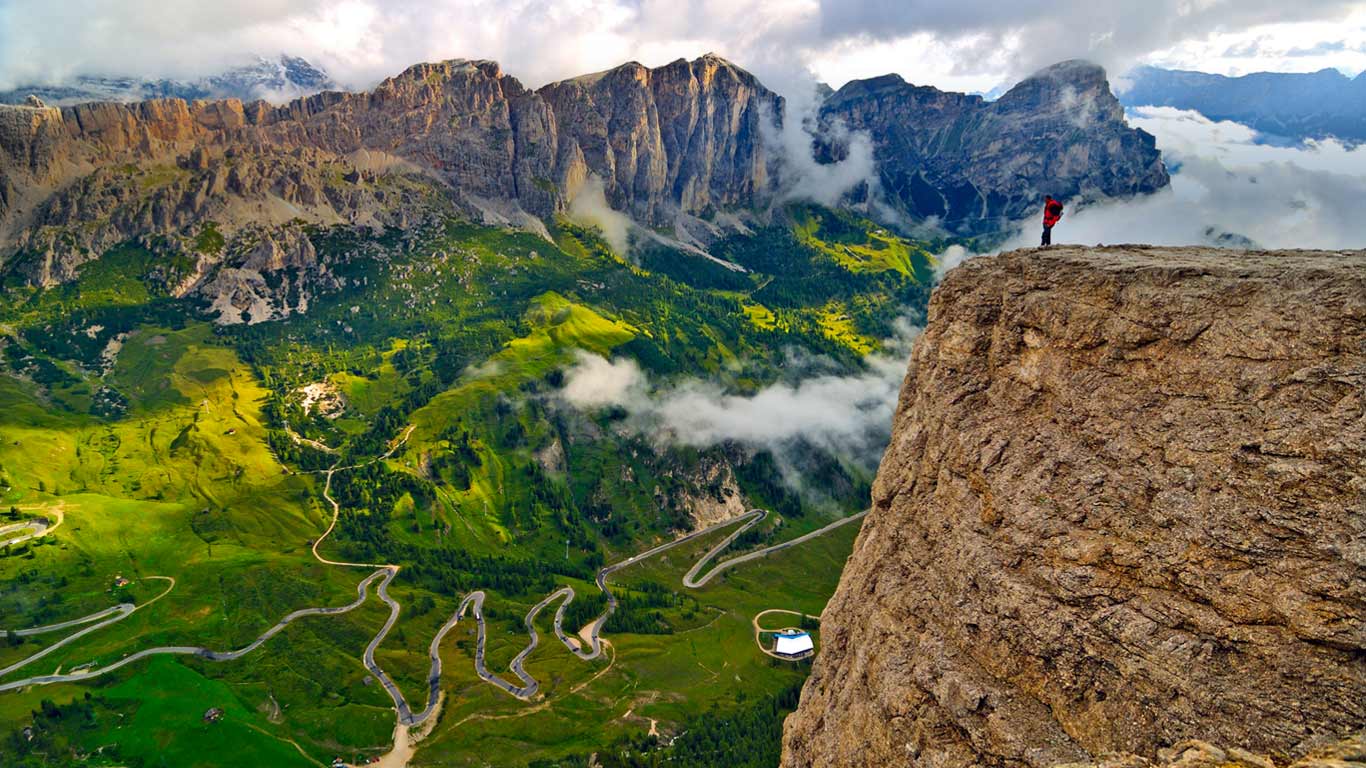 To Gardena Pass Dolomites South Tyrol Italy Sime Estock Photo