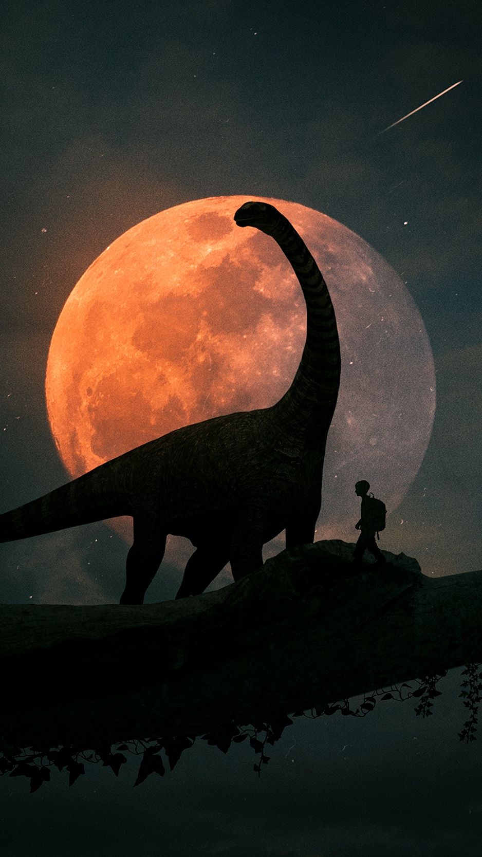Silhouettes dinosaur planet photoshop art wallpaper Fond d