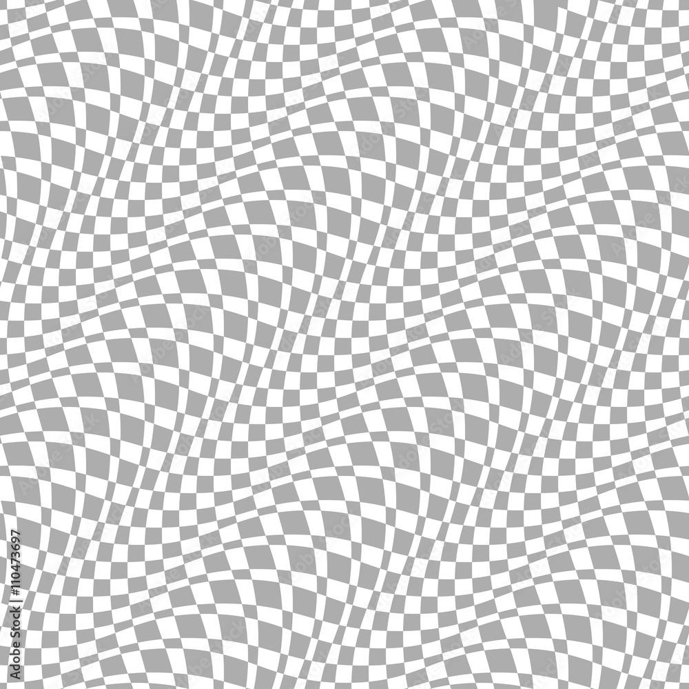 Checkered seamless pattern 3D Gray and white square wave