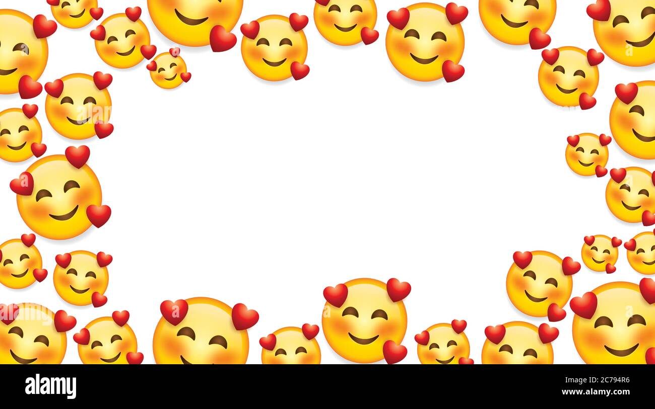 High Quality Emoticon On White Background Emoji Blushing In Love