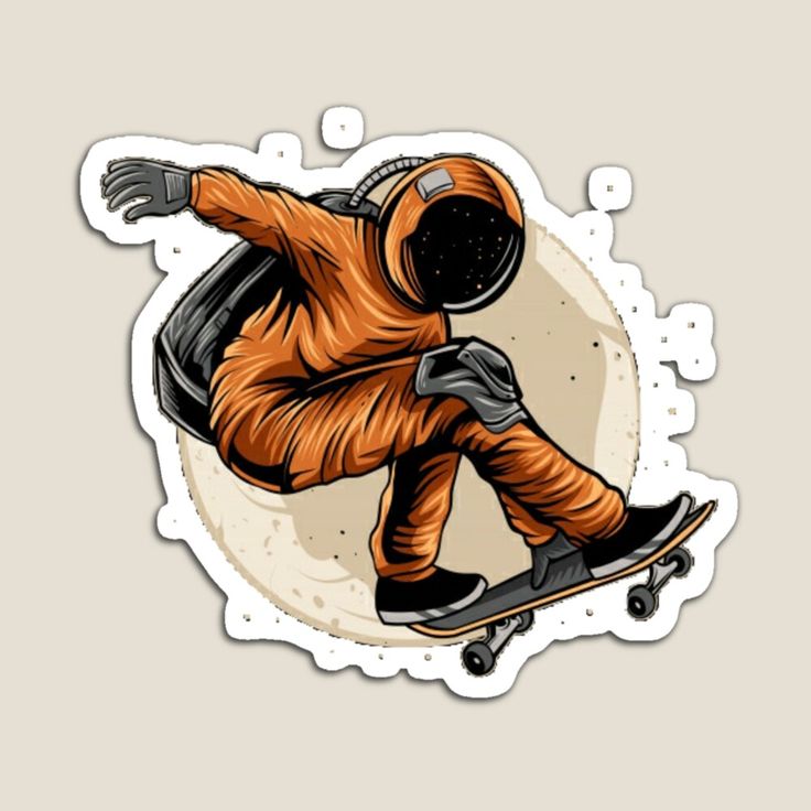 Astronaut Skateboarding Near Moon Mag By Rakos Merch
