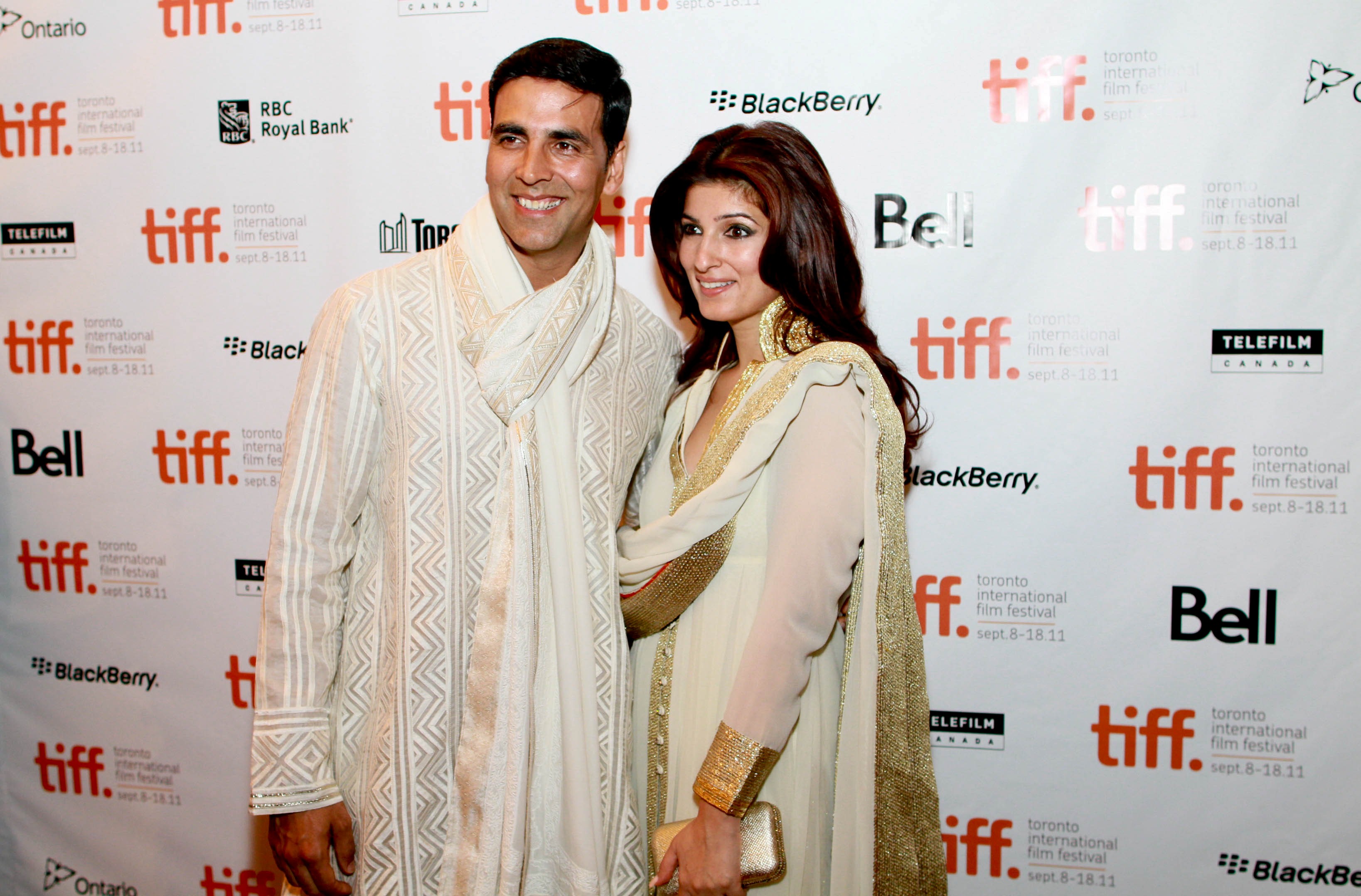 Happy Couple Indian Bollywood Actress Twinkle Khanna With His