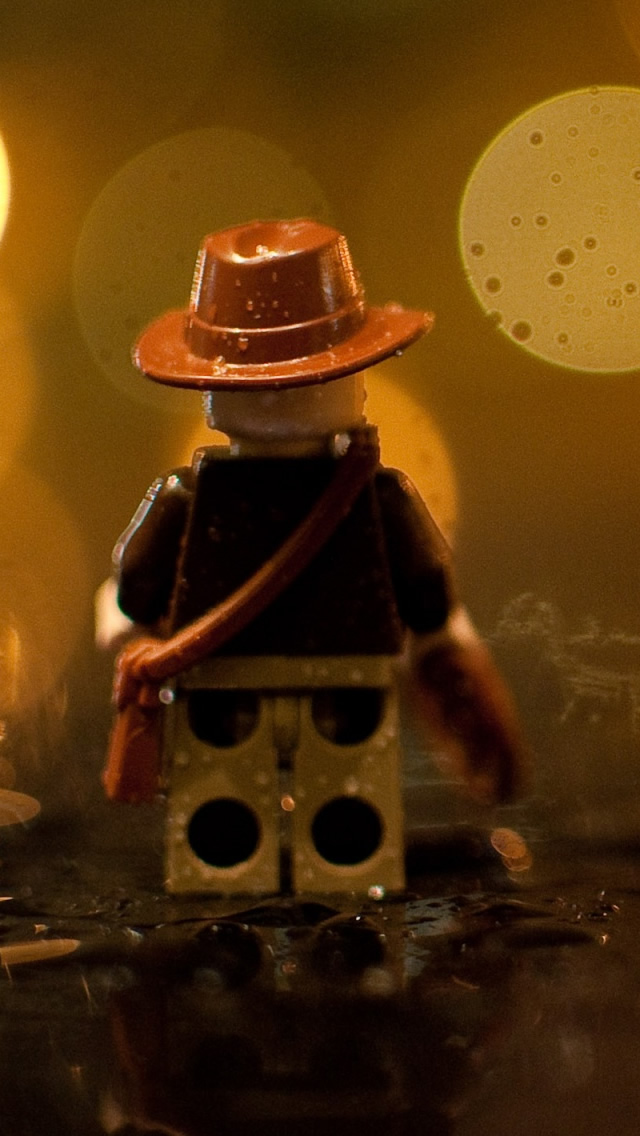 Indiana Jones Lego In The Rain iPhone Wallpaper