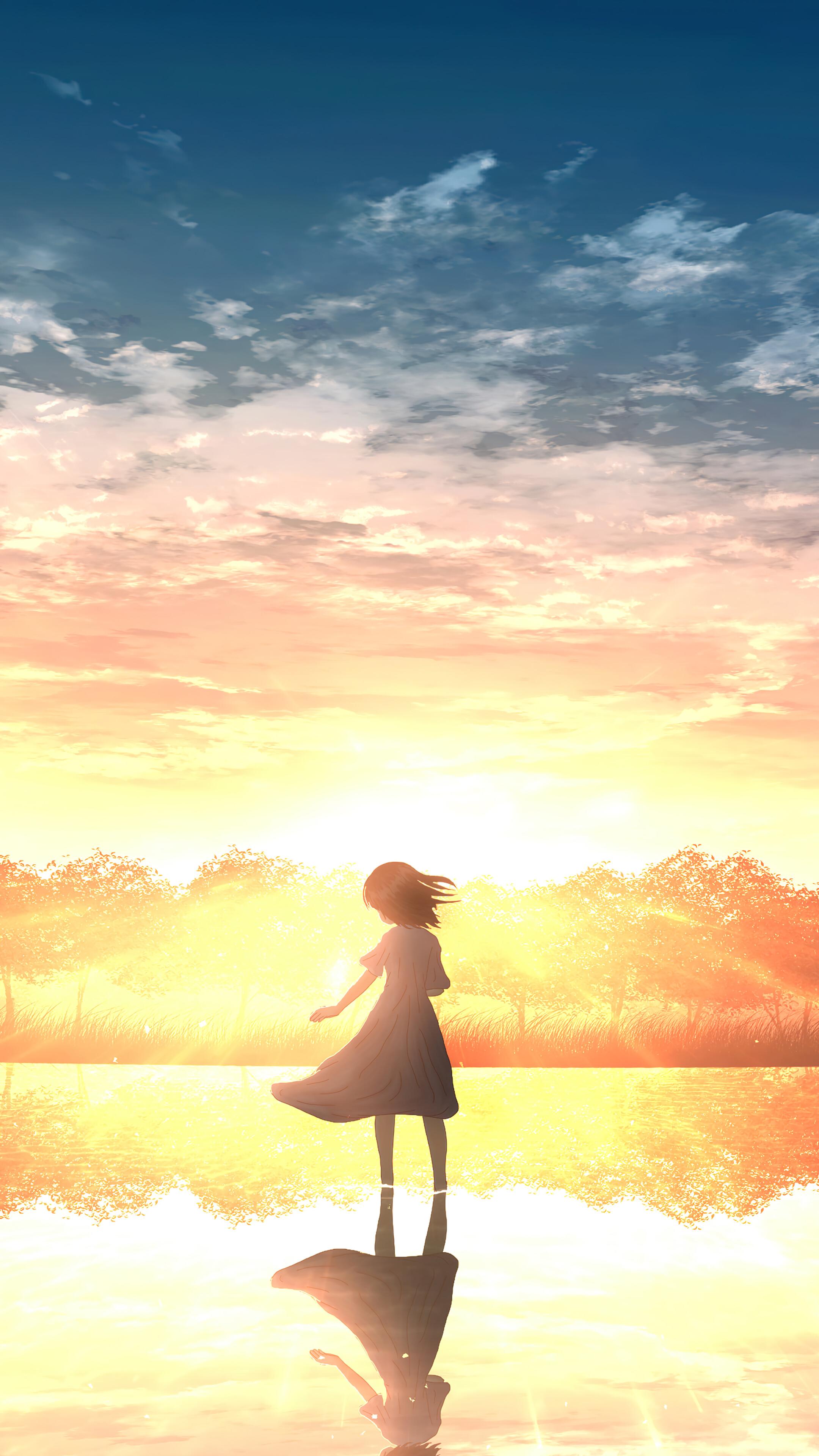 Sunrise Anime Scenery 4K Phone iPhone Wallpaper 664a
