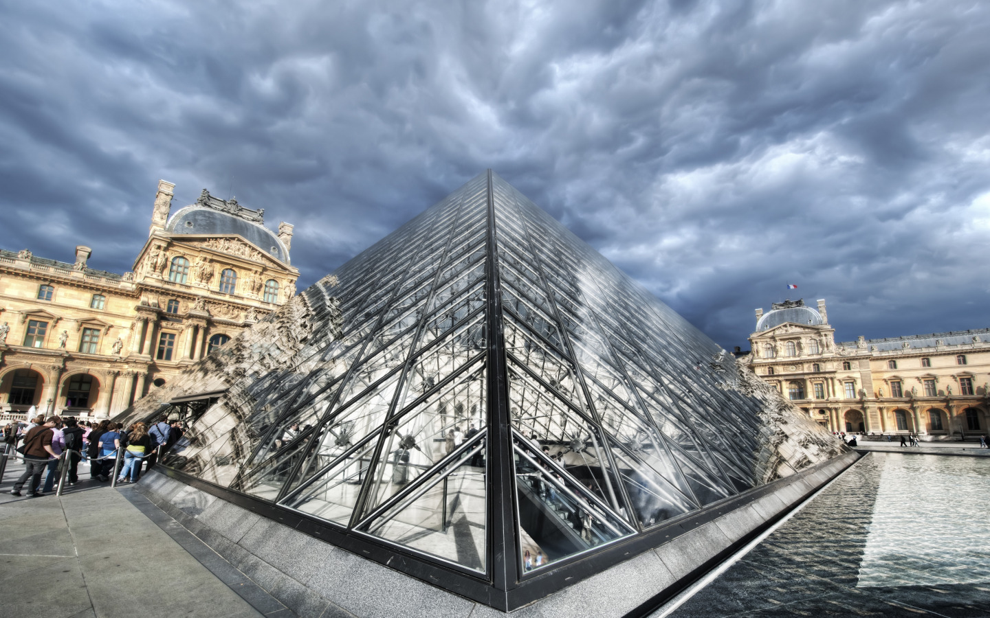 The Louvre In Heavy Clouds Widescreen Wallpaper Wide