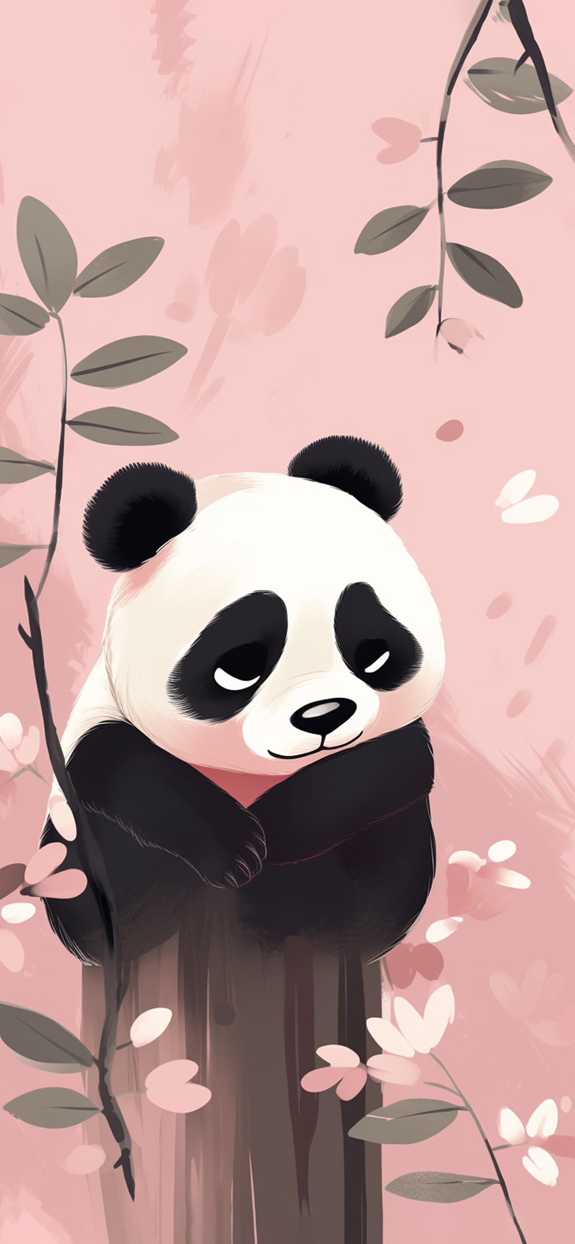 Cute Panda Pink Wallpaper For iPhone 4k