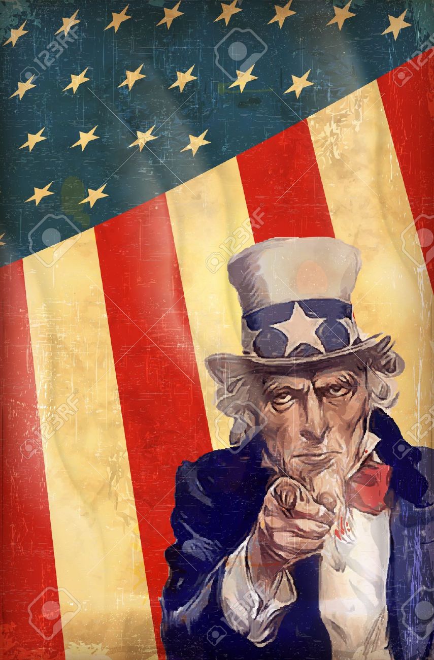 Patriotic Usa Background With Uncle Sam Vector Stock Photo