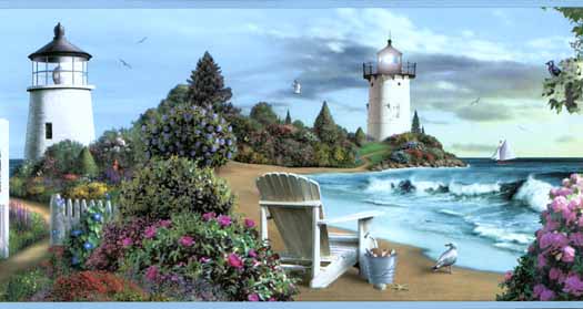 Scenic Lighthouse Wallpaper Border