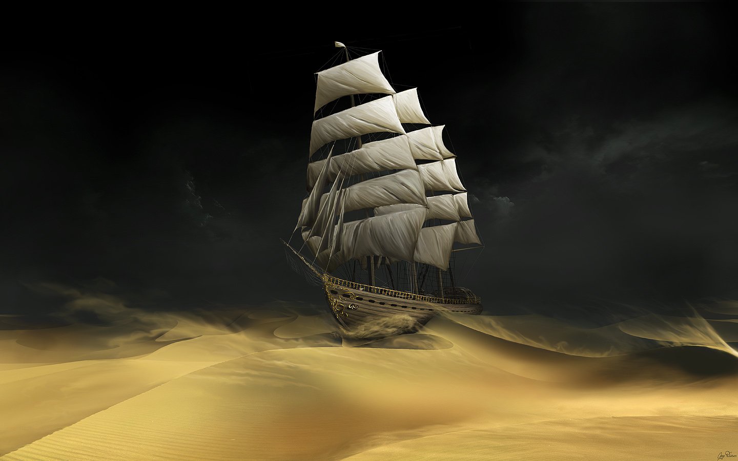Sailing The Desert Desktop Wallpaper