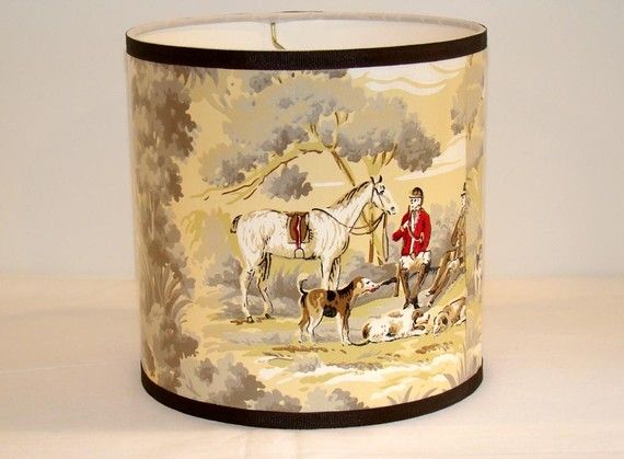 Vintage Equestrian Wallpaper Lampshade Decor