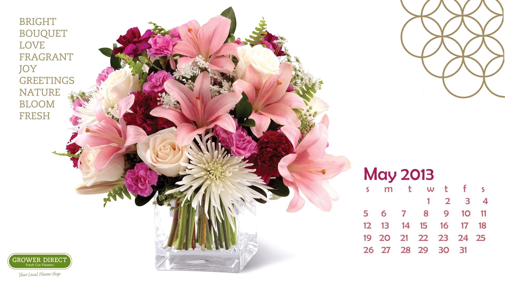 May Desktop Calendar Wallpaper Grower Direct Fresh Cut Flowers