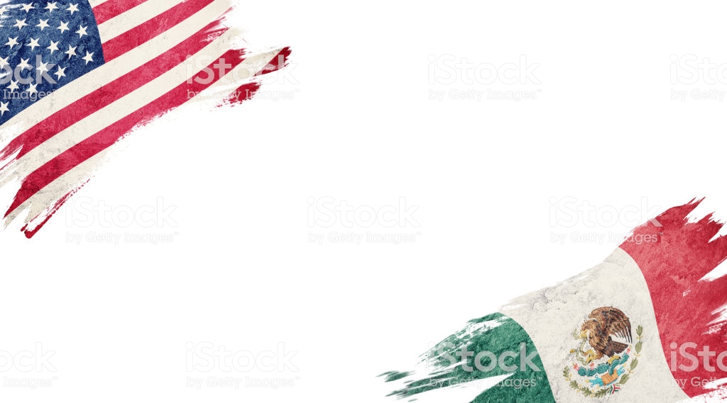 Flags Of Usa And Mexico On White Background Stock Photo