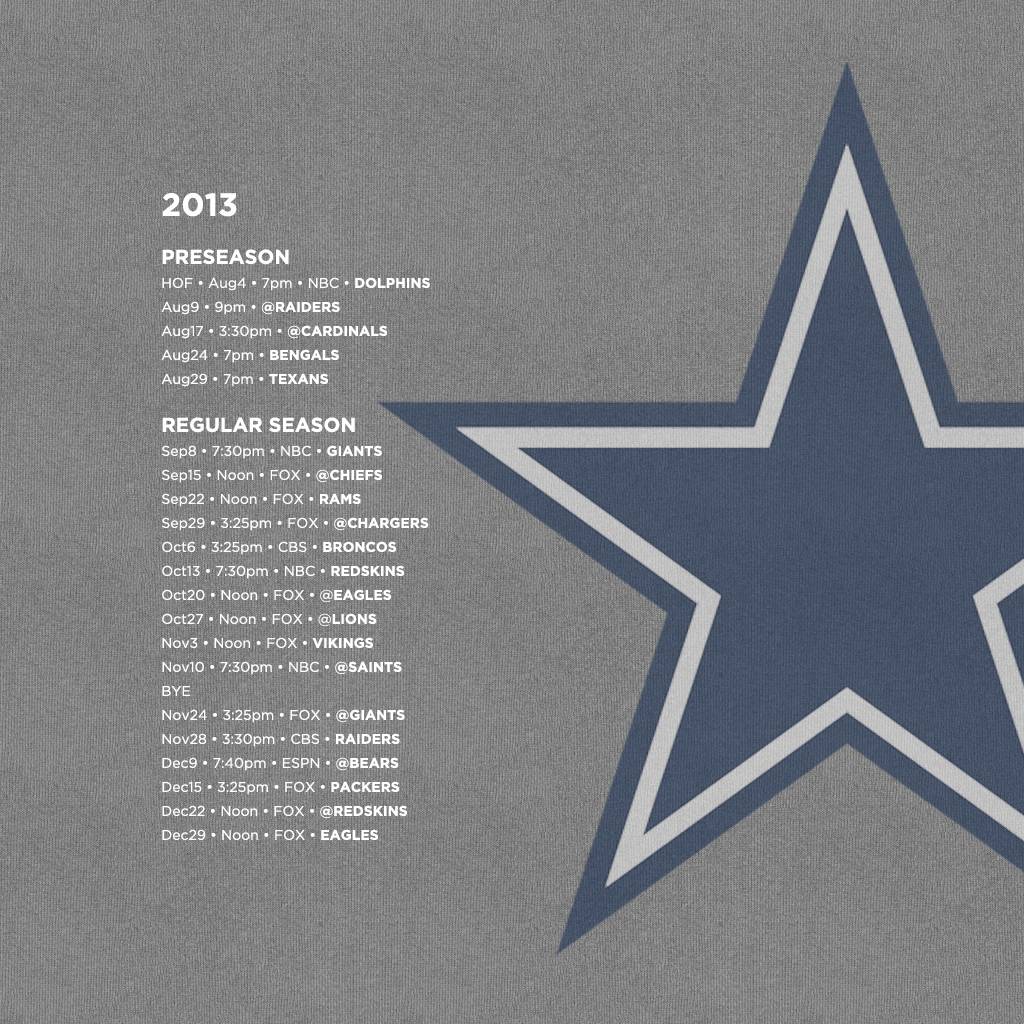 Dallas Cowboys Schedule Wallpaper For Your iPhone iPad And Desktop