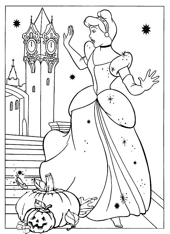 Cinderella Halloween Wallpaper Coloring Pages Coloring 595x820