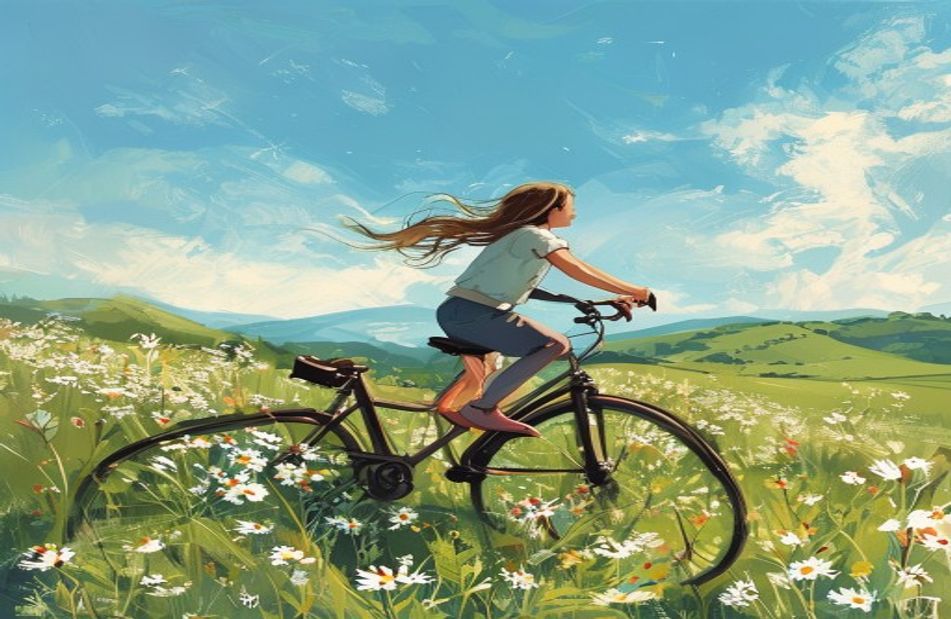 Girl And Bike Wallpaper