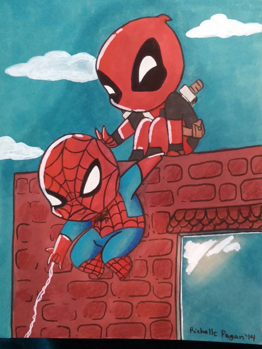 Deadpool And Spiderman Chibi By Pradaninja