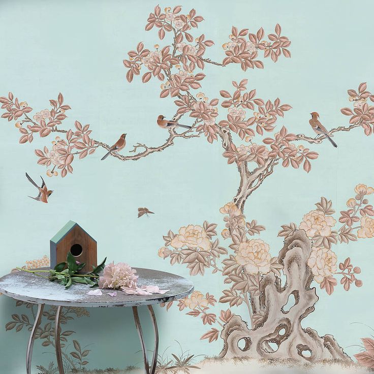 coffee and cream chinoiserie wallpaper by peacock and piano
