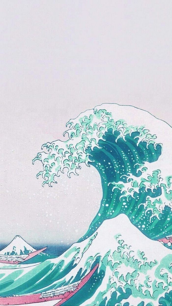 drawing of a tall tidal wave aesthetic iphone wallpaper Cute 700x1244