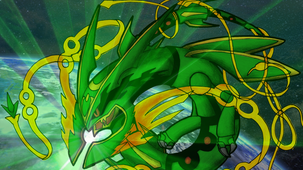 Dragon Ascent Mega Rayquaza With Background By