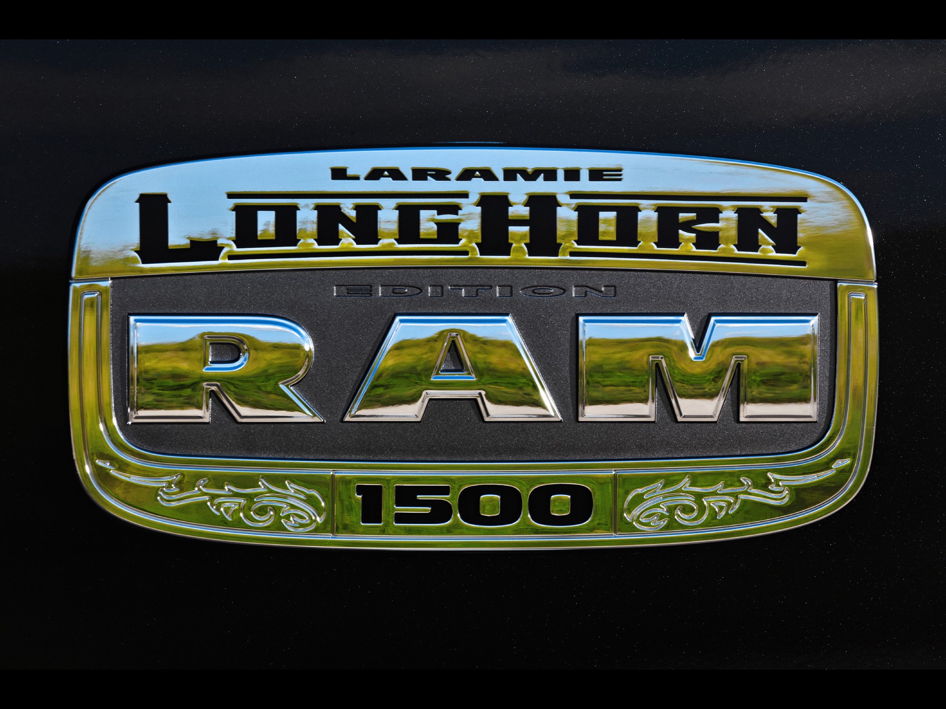 2011 Ram Laramie Longhorn pickup truck 1500 logo reflection wallpaper 1920x1440