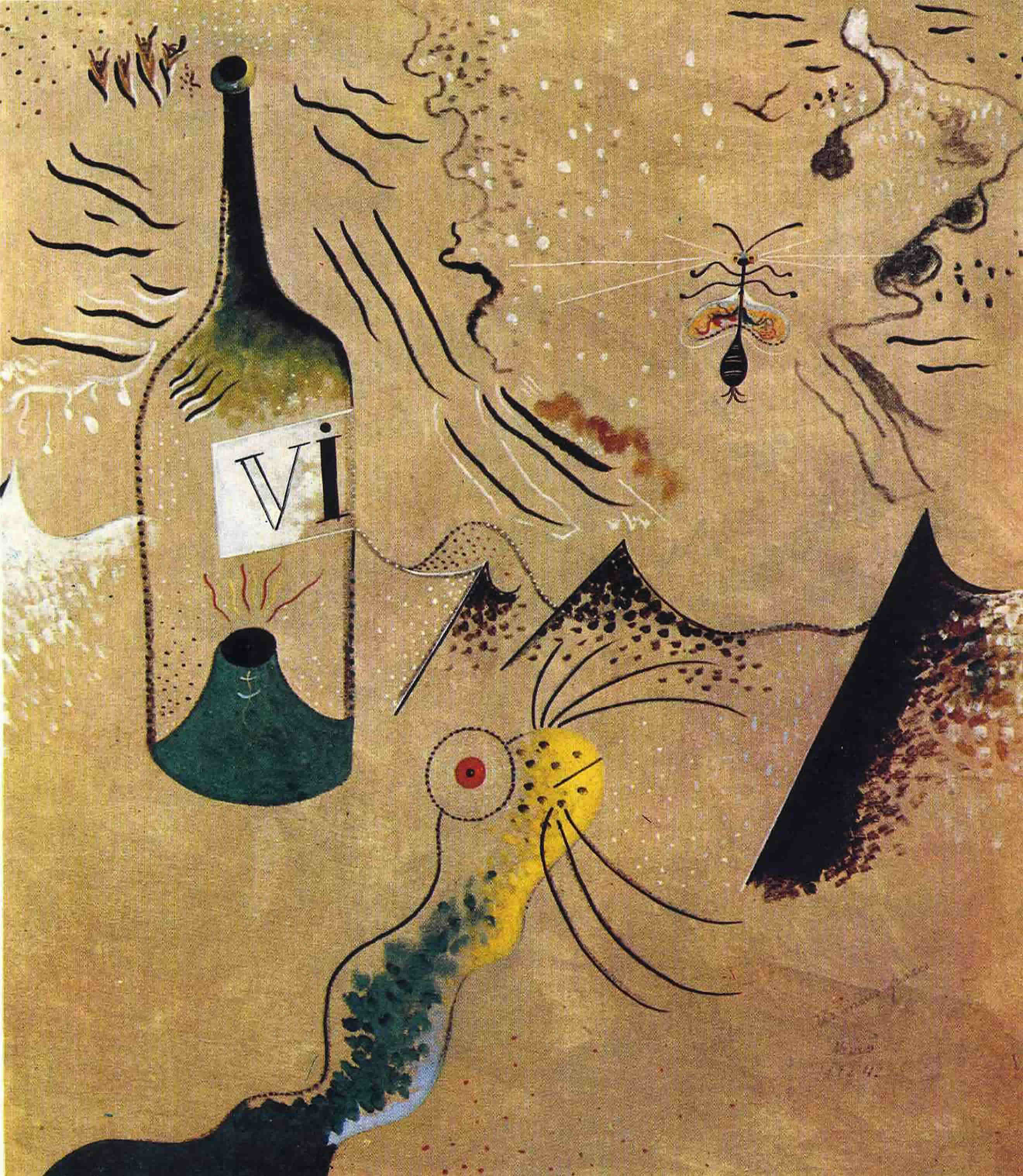 Bottle Of Vino Joan Miro Wallpaper Image