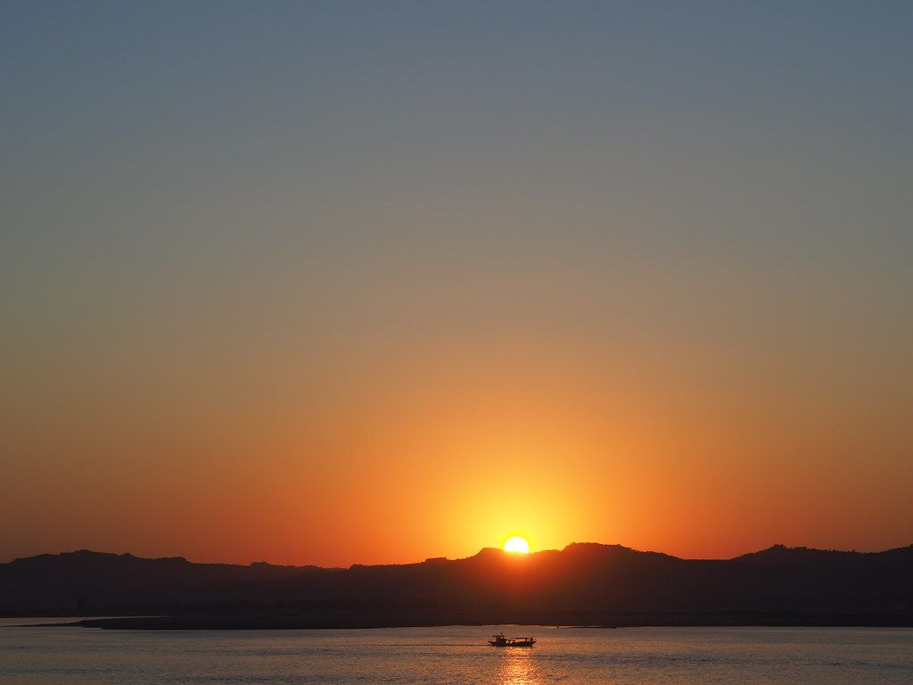 Bagan Sunset With Image Digital Camera Sky