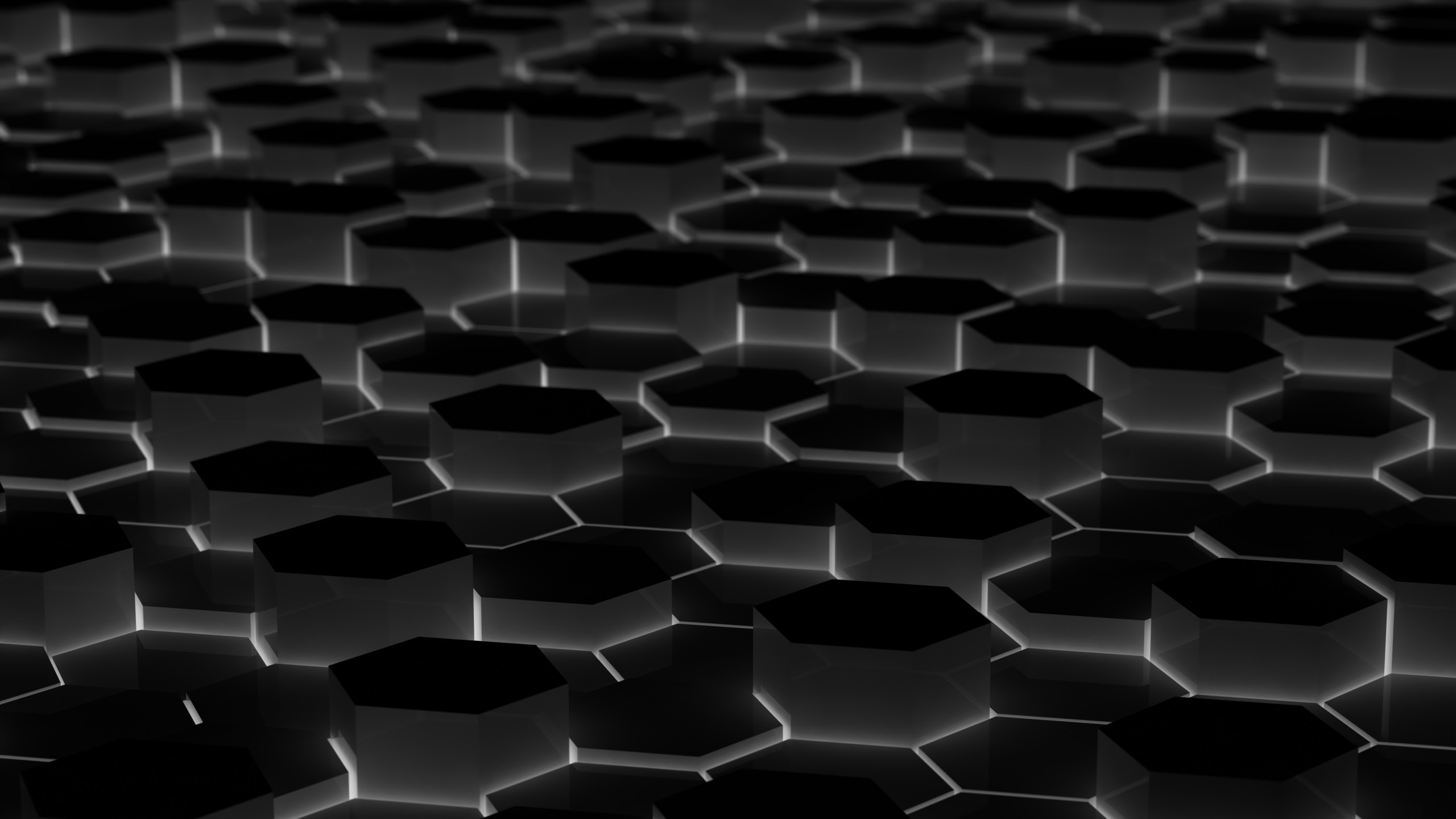 Black Hexagonal Prisms HD Wallpaper Glowing