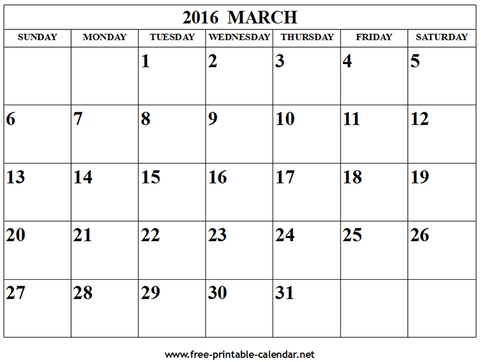 march 2016 mini calendar printable