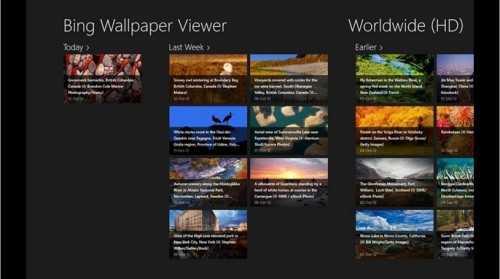 Bing Wallpaper Viewer app Windows 8 per vedere gli sfondi Bing