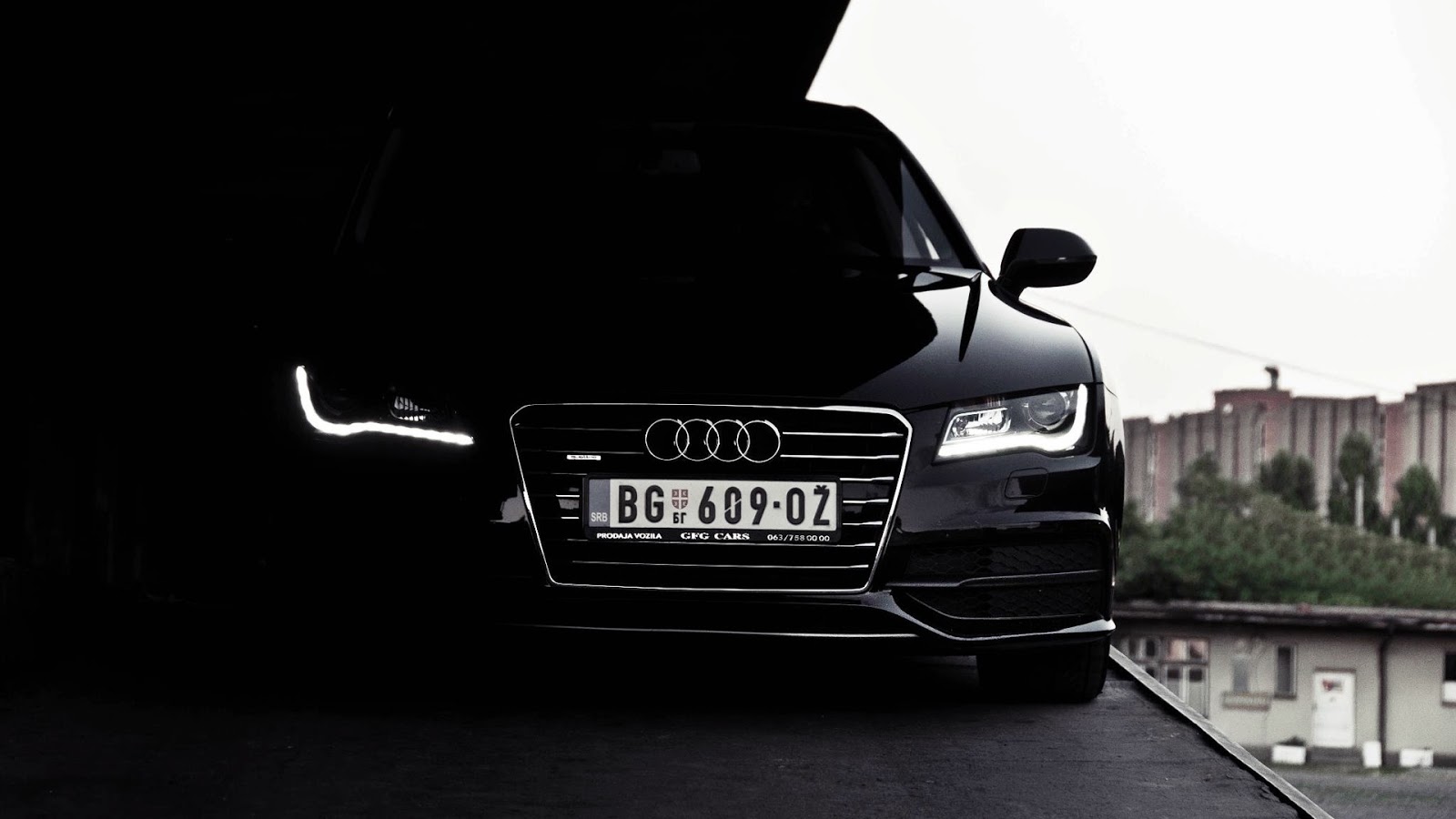 Black Audi A7 In Dark Headlights HD Wallpaper Car