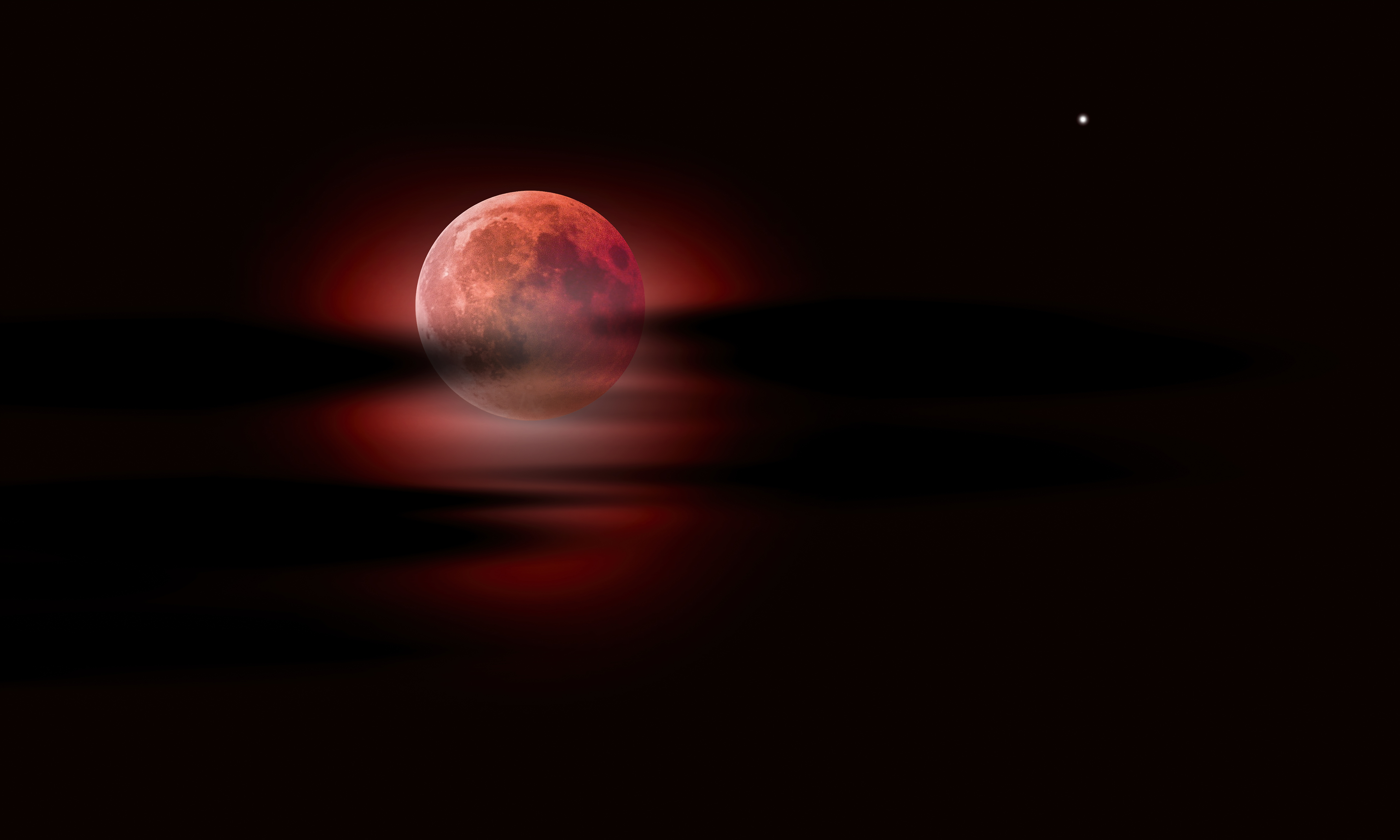 Moon Clouds Night Sky Red 5k Laptop Full HD 1080p 4k Wallpaper