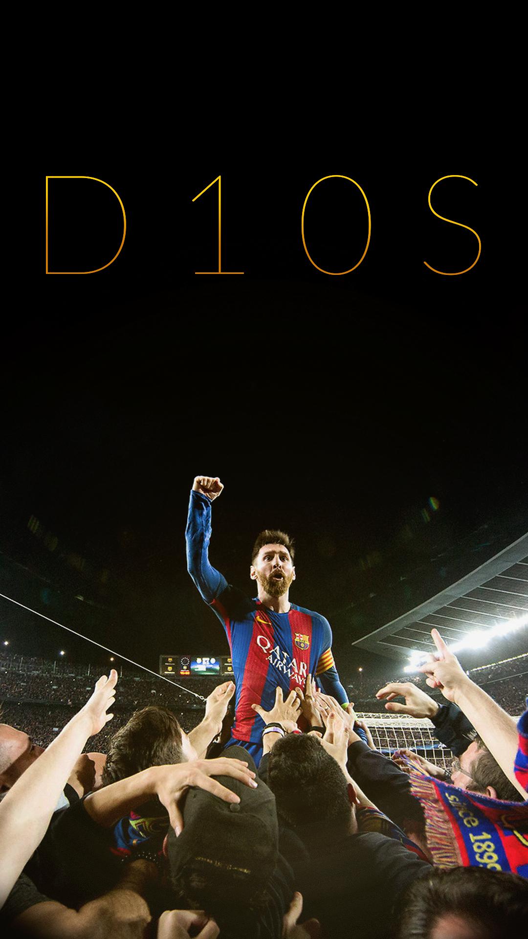 Lionel Messi celebrates with the fans after FC Barcelona complete 1080x1920