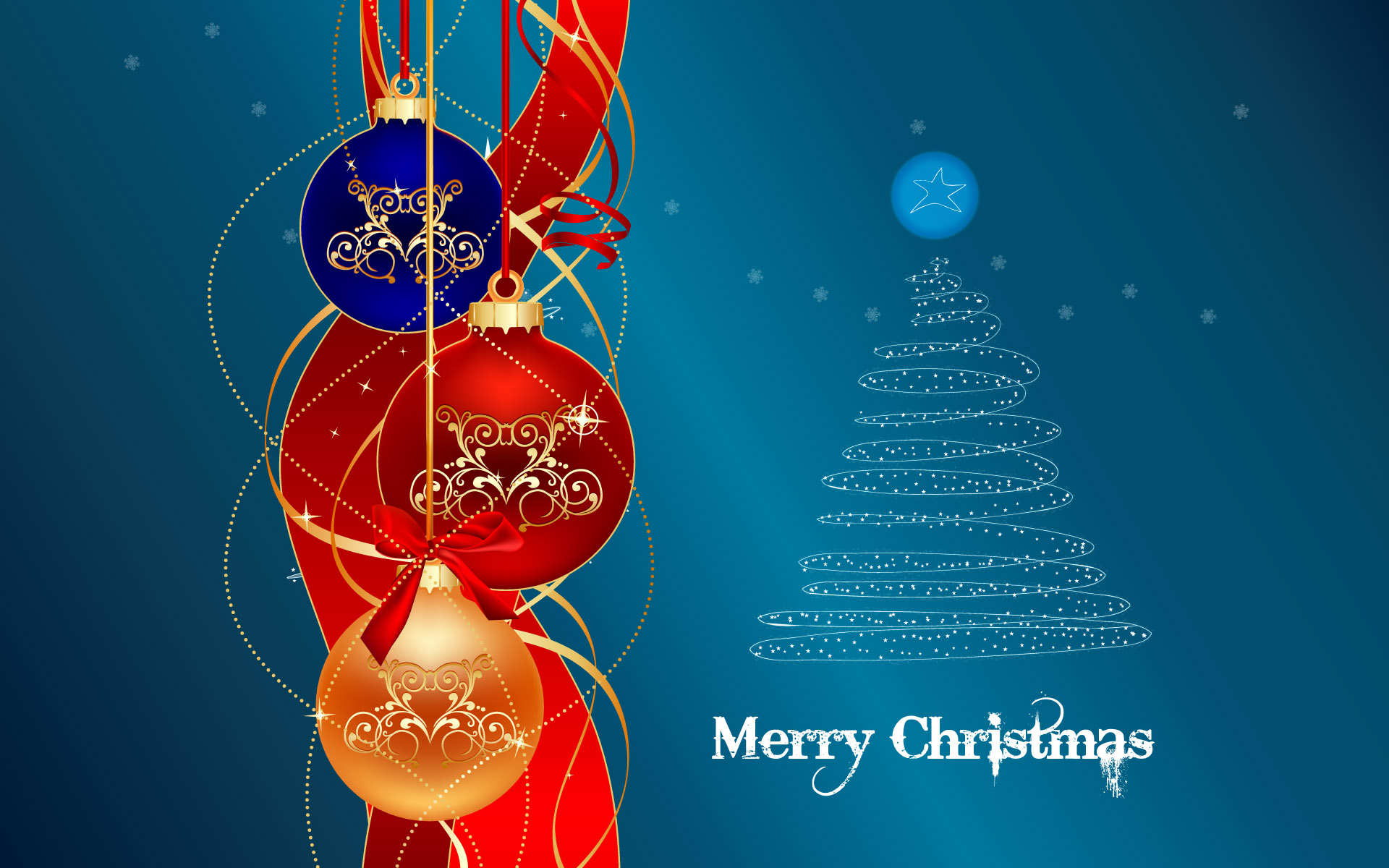 Mas Tree Merry Christmas Wallpaper With Decorated In